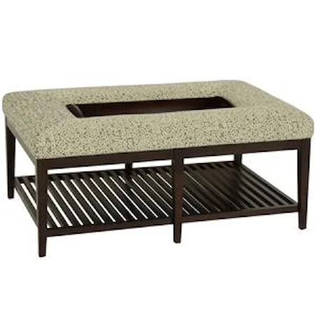 Contemporary Ottoman/Bench With Slatted Base And Tapered Block Feet